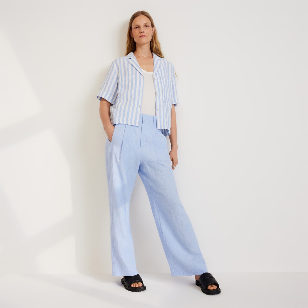 The Linen Workwear Shirt | Blue / White - Image 6