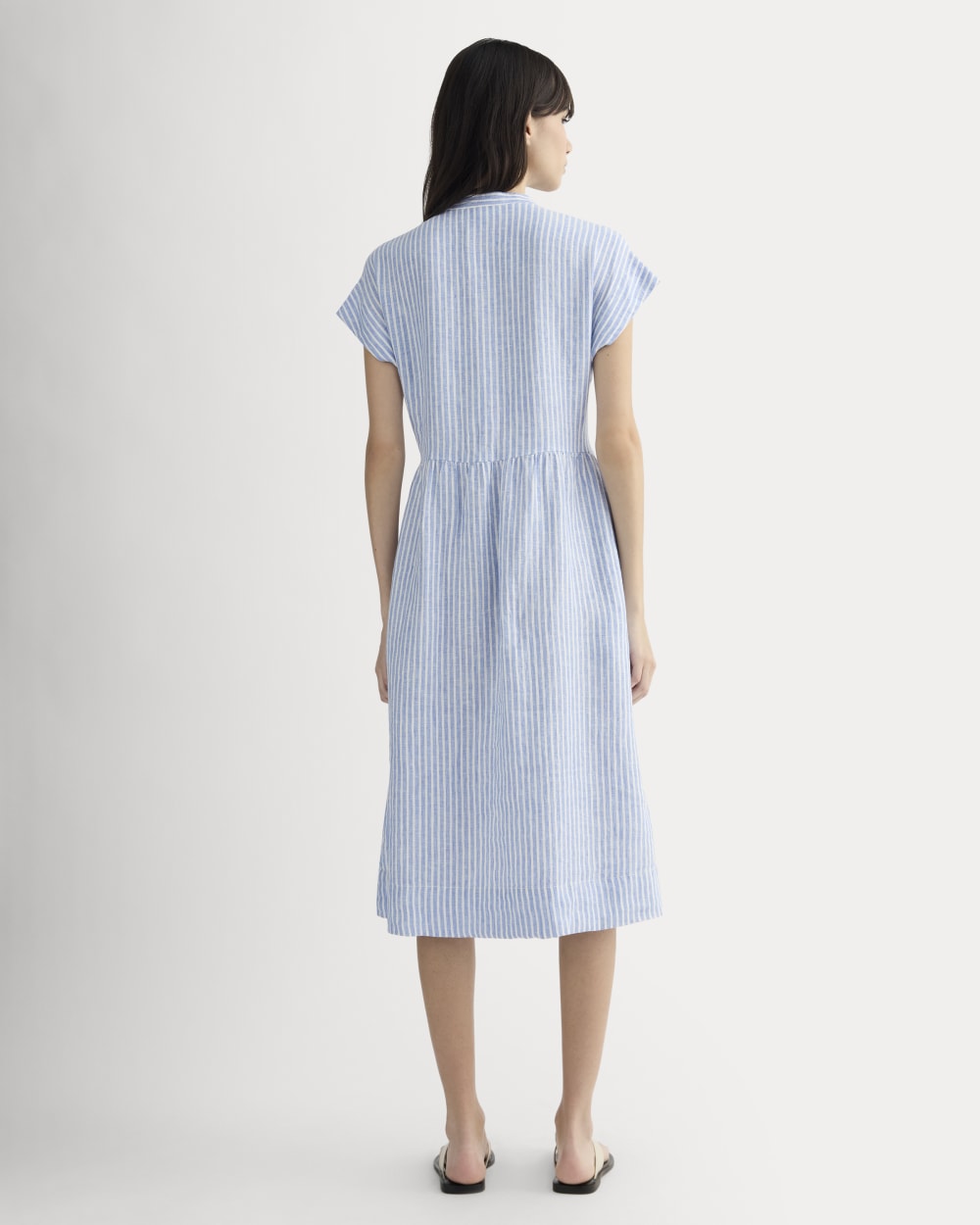 The Craft Dress in Linen | Bluebell / Bone - Image 4