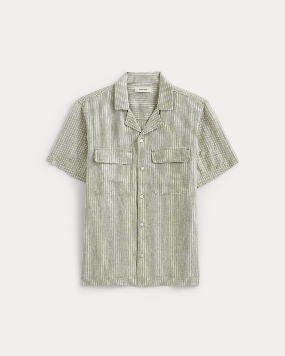 The Resort Shirt in Linen | Oil Green / White - Image 2