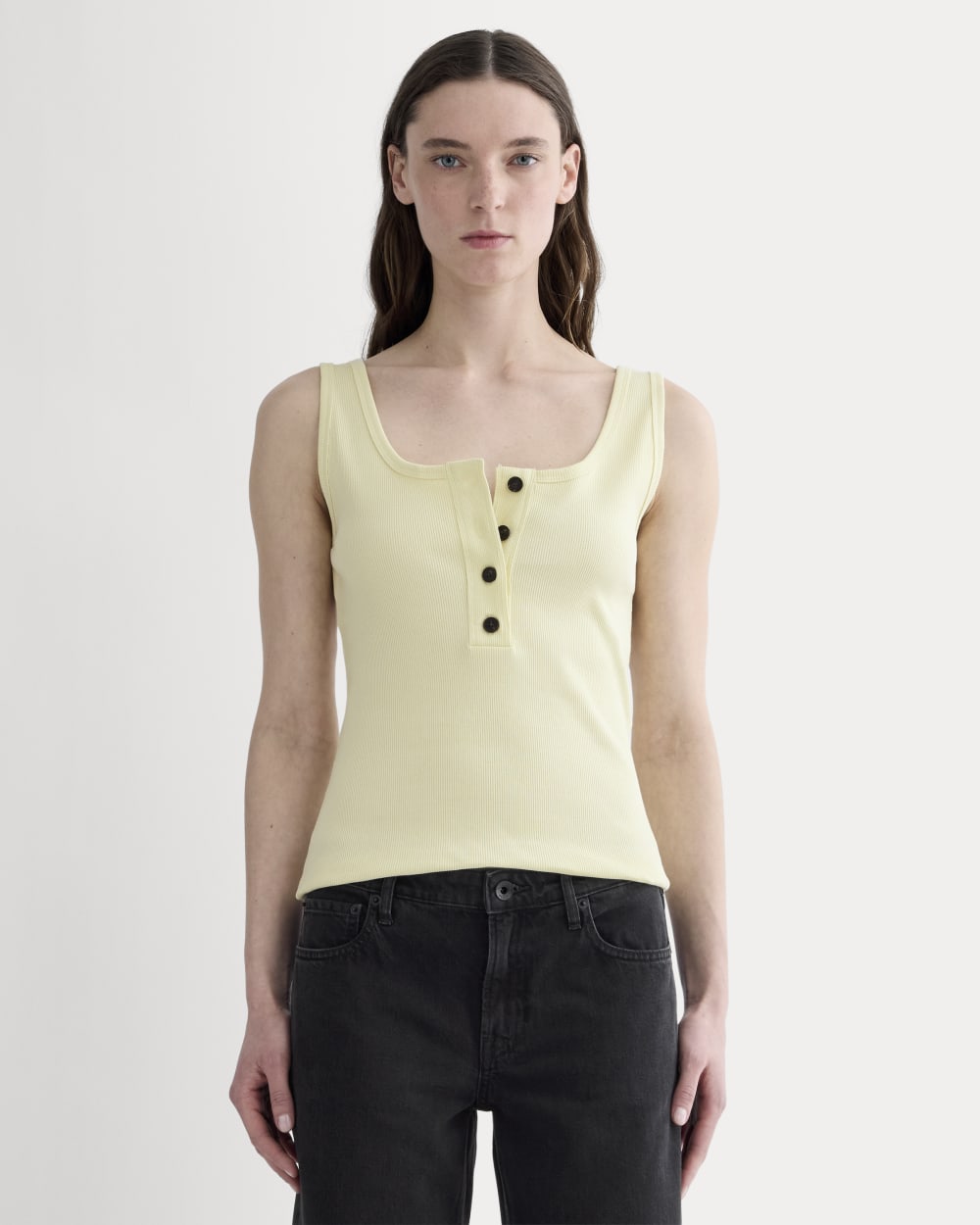 The Selfie Henley Tank | Light Yellow