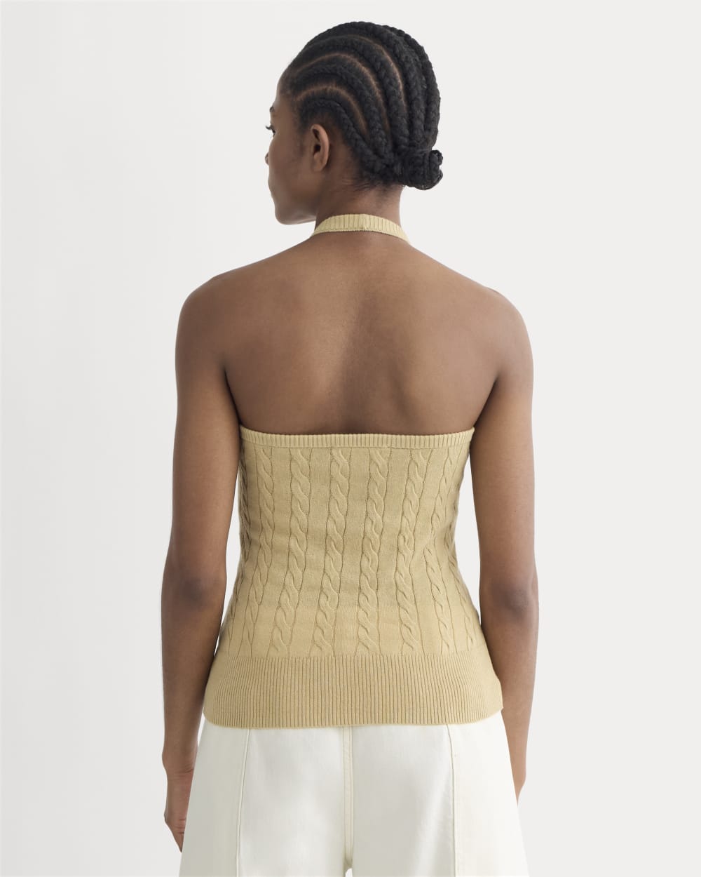 The Cable Halter in Cotton Cashmere | Classic Khaki - Image 5