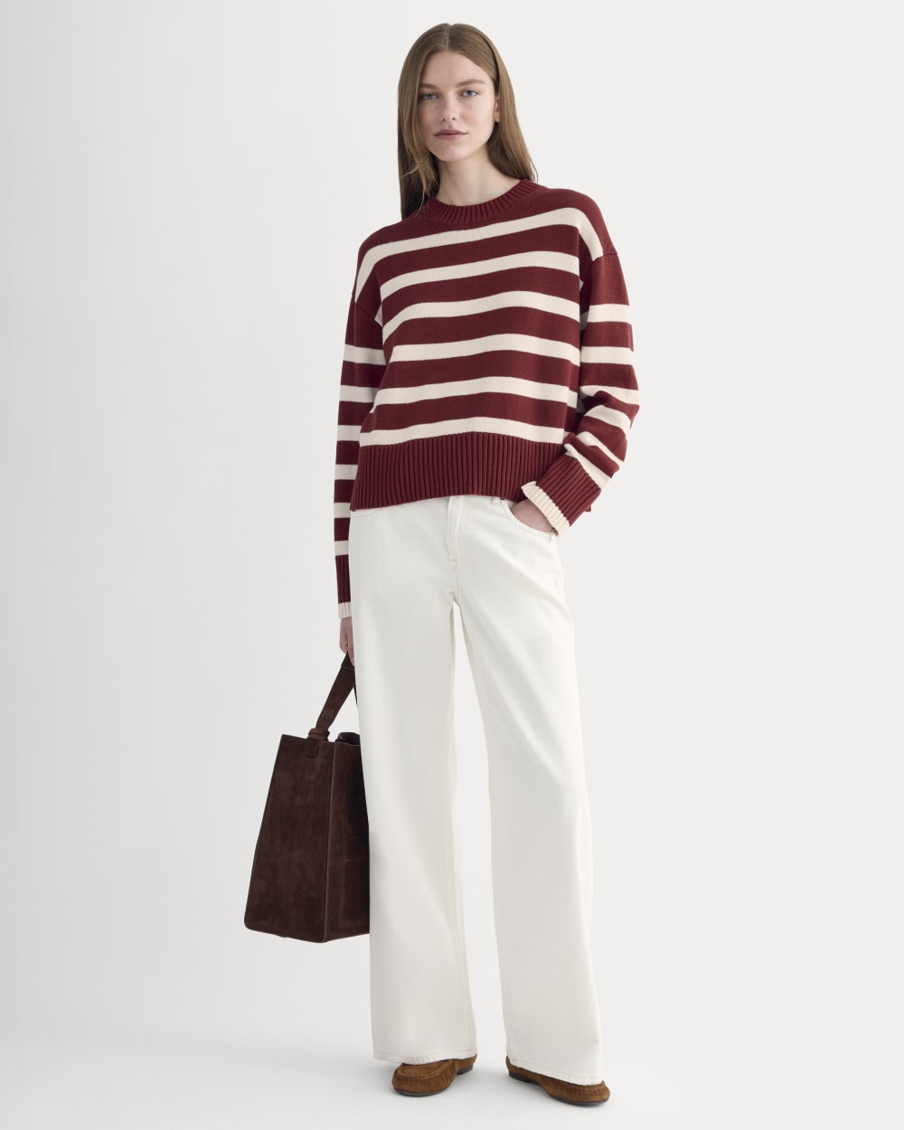 The Boxy Sweater in Everyday Cotton | Merlot / Canvas - Image 3