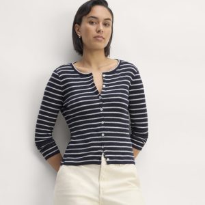 The Vintage Rib Cardigan | Navy / Bone