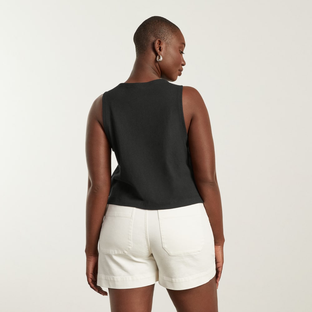 The Premium Weight Cropped Pocket Tank | Black - Image 2