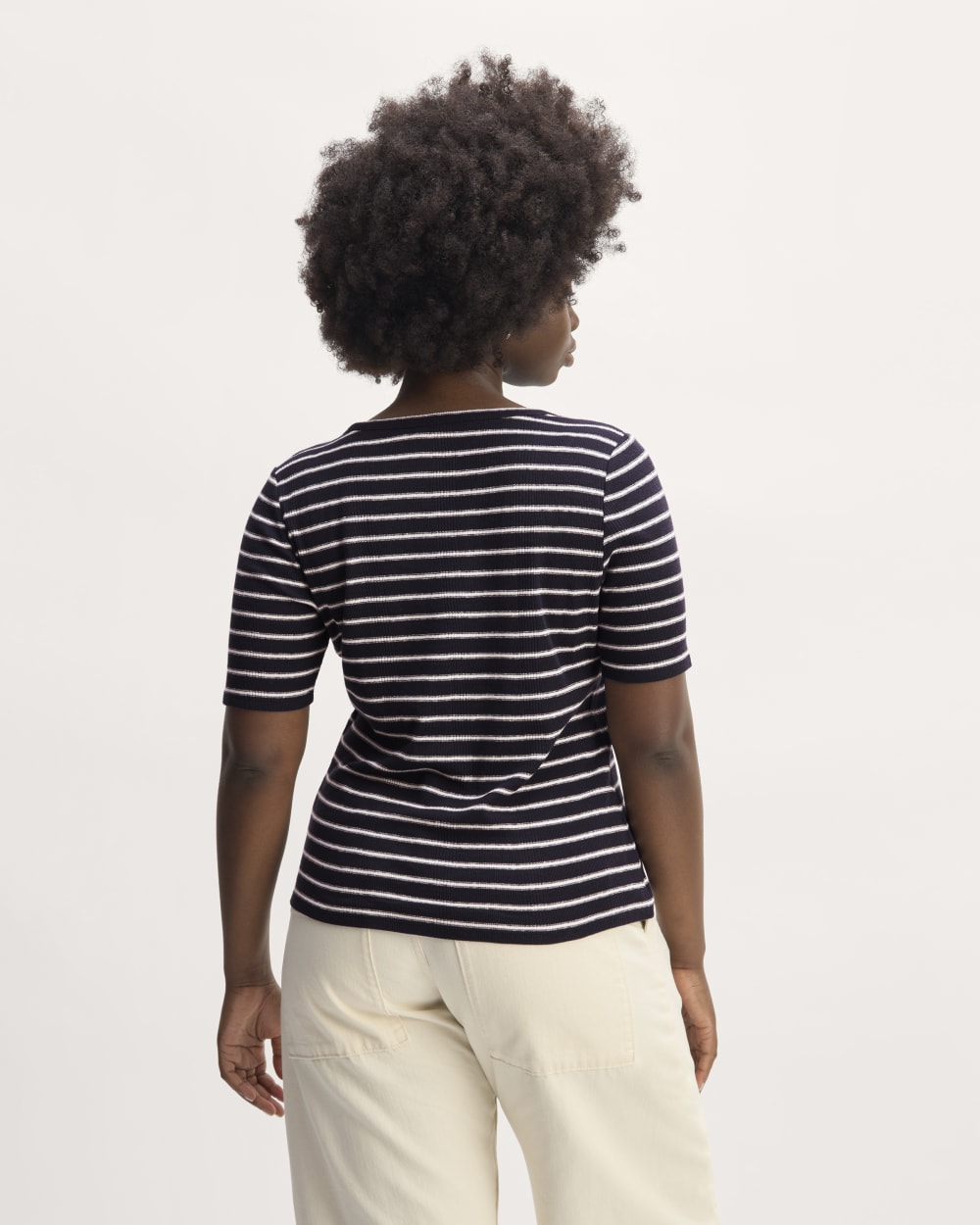 The Vintage Rib Scoop-Neck Top | Navy / Bone - Image 5