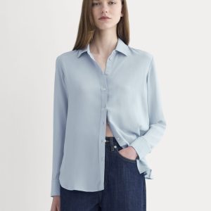 The Must-Have Shirt in Washable Silk | Soft Blue