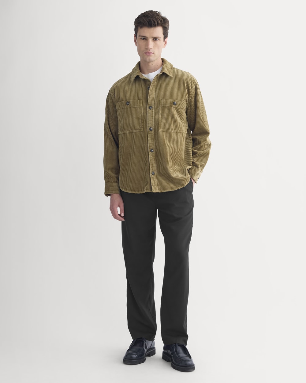 Wide Wale Corduroy Shirt | Aged Brass - Image 3