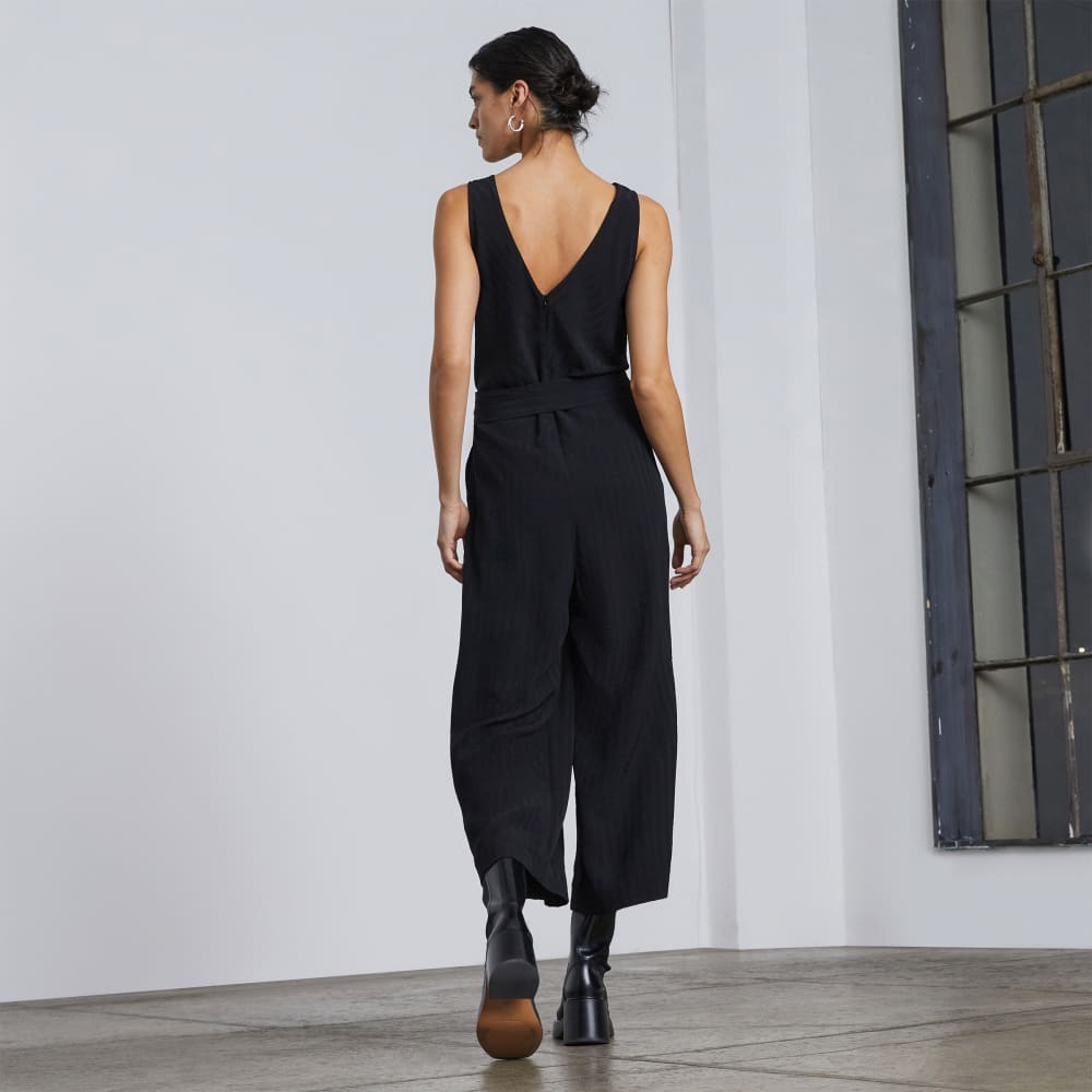 The City Stripe Draped Jumpsuit | Black - Image 3