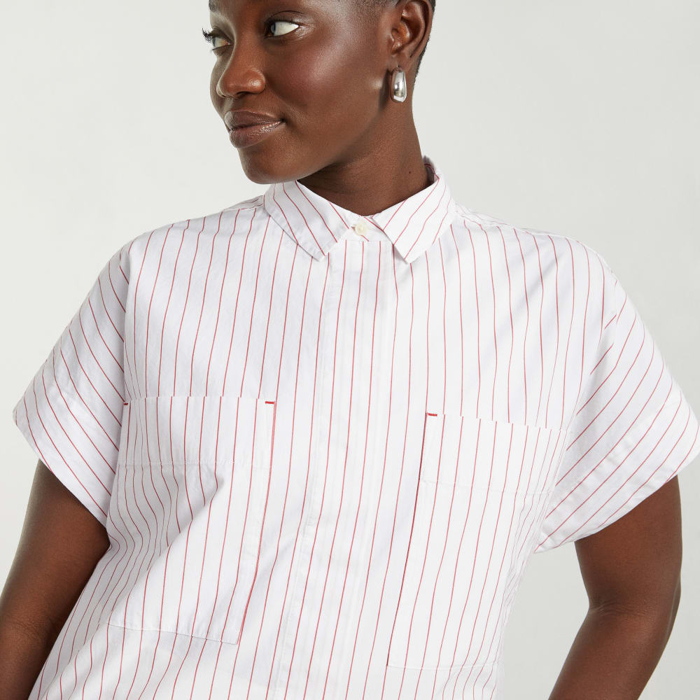 The Short-Sleeve Box Shirt | Red Pinstripe - Image 7