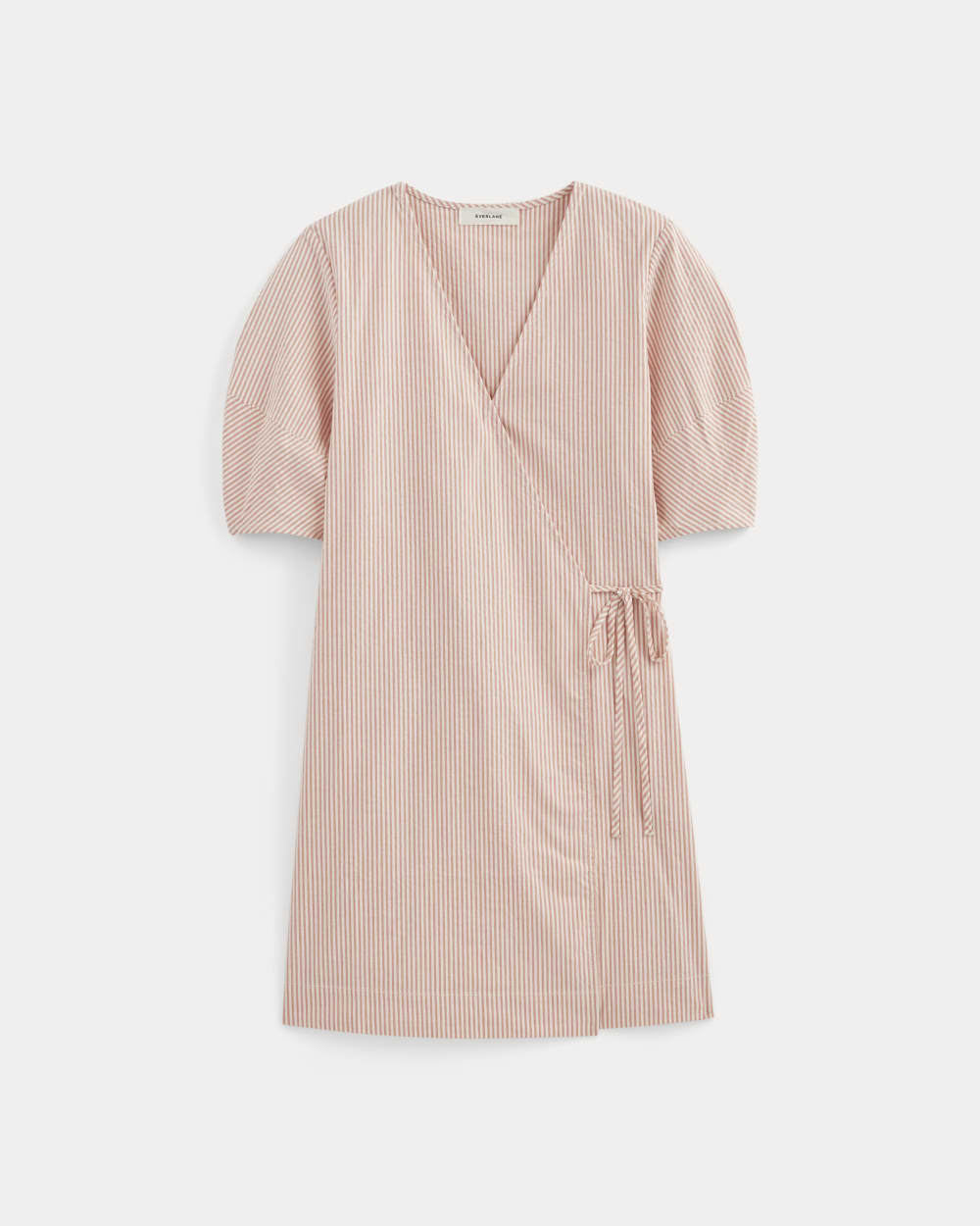 The Seersucker Mini Wrap Dress | Soft Orange / Bone - Image 2