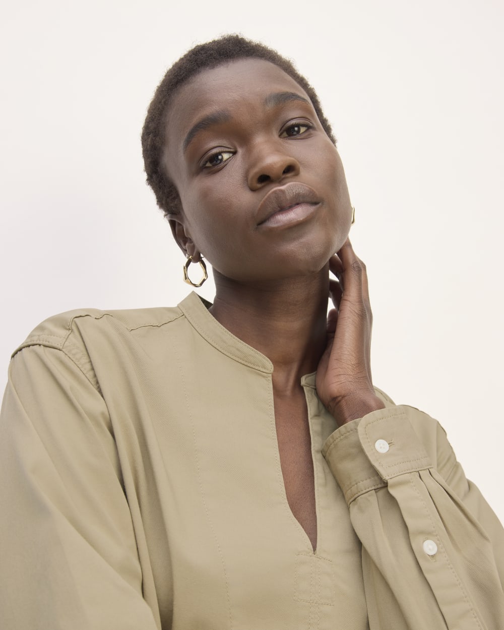 The Long-Sleeve Utility Mini Dress | Trench Coat Khaki - Image 4