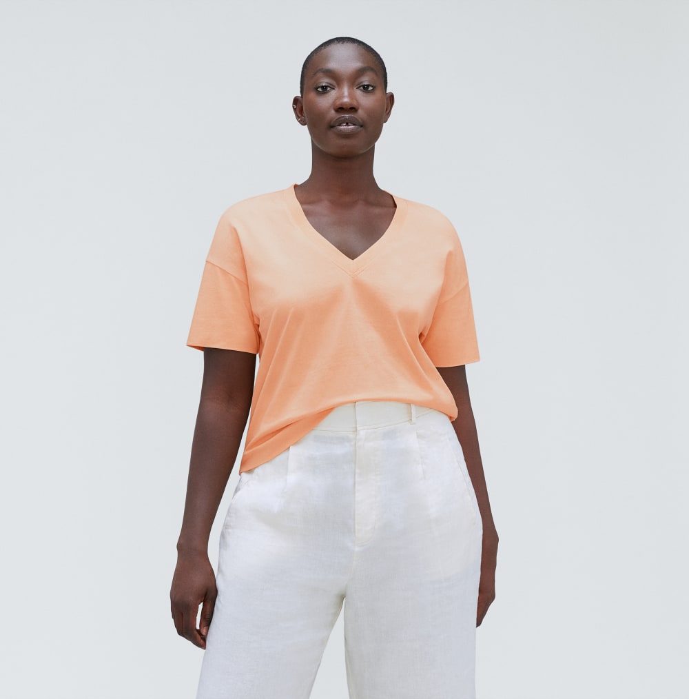 The Organic Cotton Slouchy V-Neck | Apricot - Image 2
