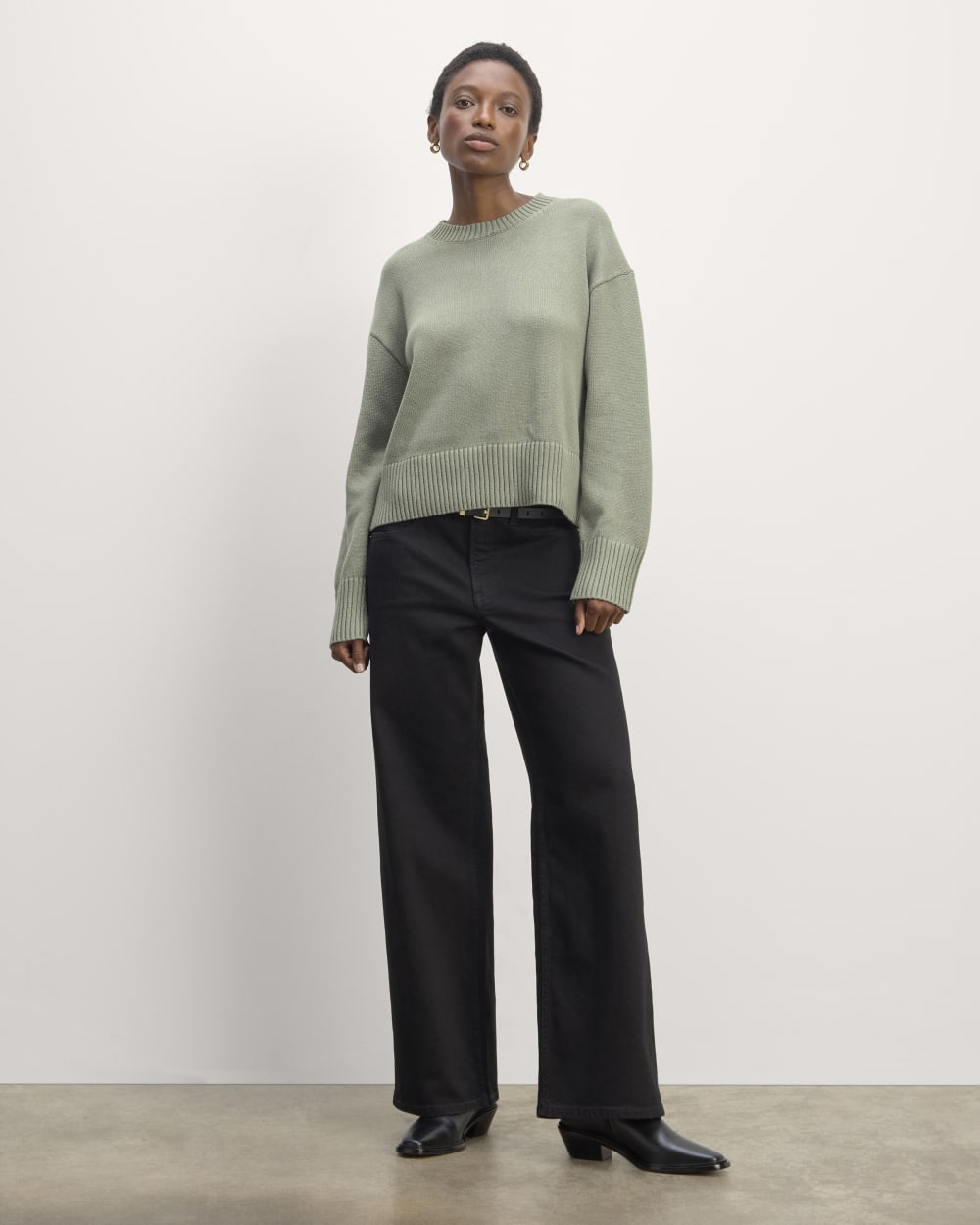 The Boxy Sweater in Everyday Cotton | Sage Green - Image 3