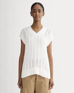 The Mesh Cable Vest in Everyday Cotton | White