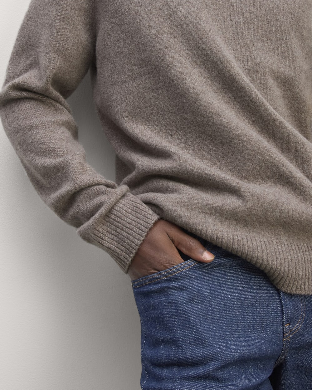 The Premium Merino Crew Neck Sweater | Taupe Melange - Image 5