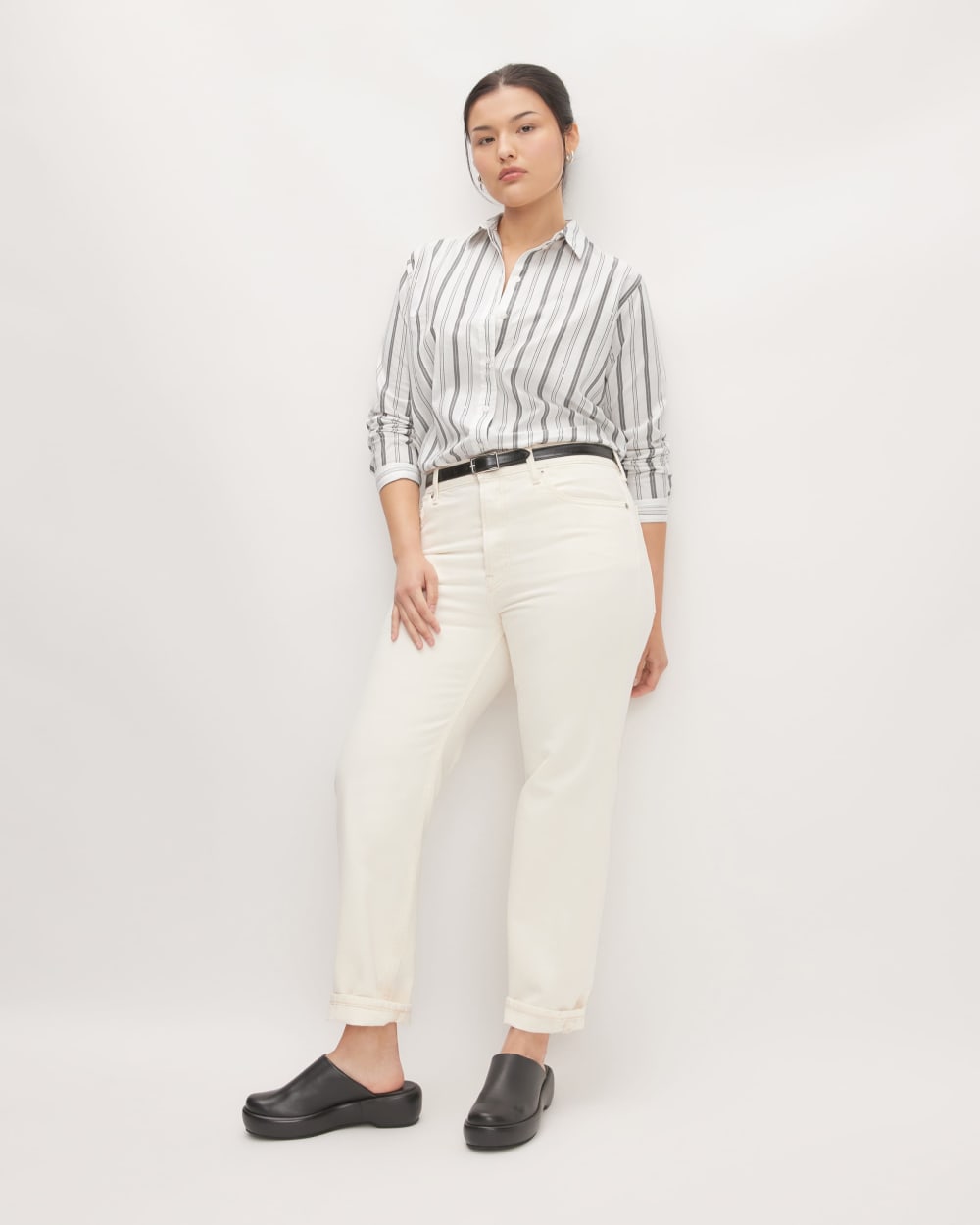 The Must-Have Shirt in Silky Cotton | Bone / Black - Image 3