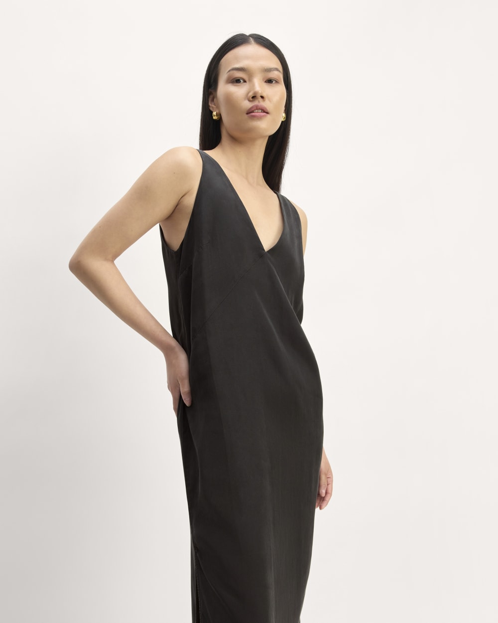 The TENCEL? Midi Slip Dress | Black - Image 3
