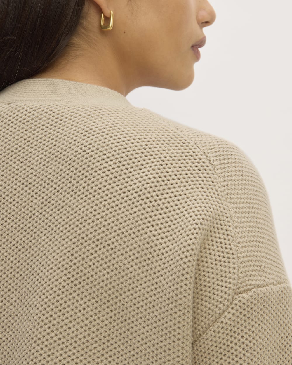 The Cotton Honeycomb Cardigan | Trench Coat Khaki - Image 5