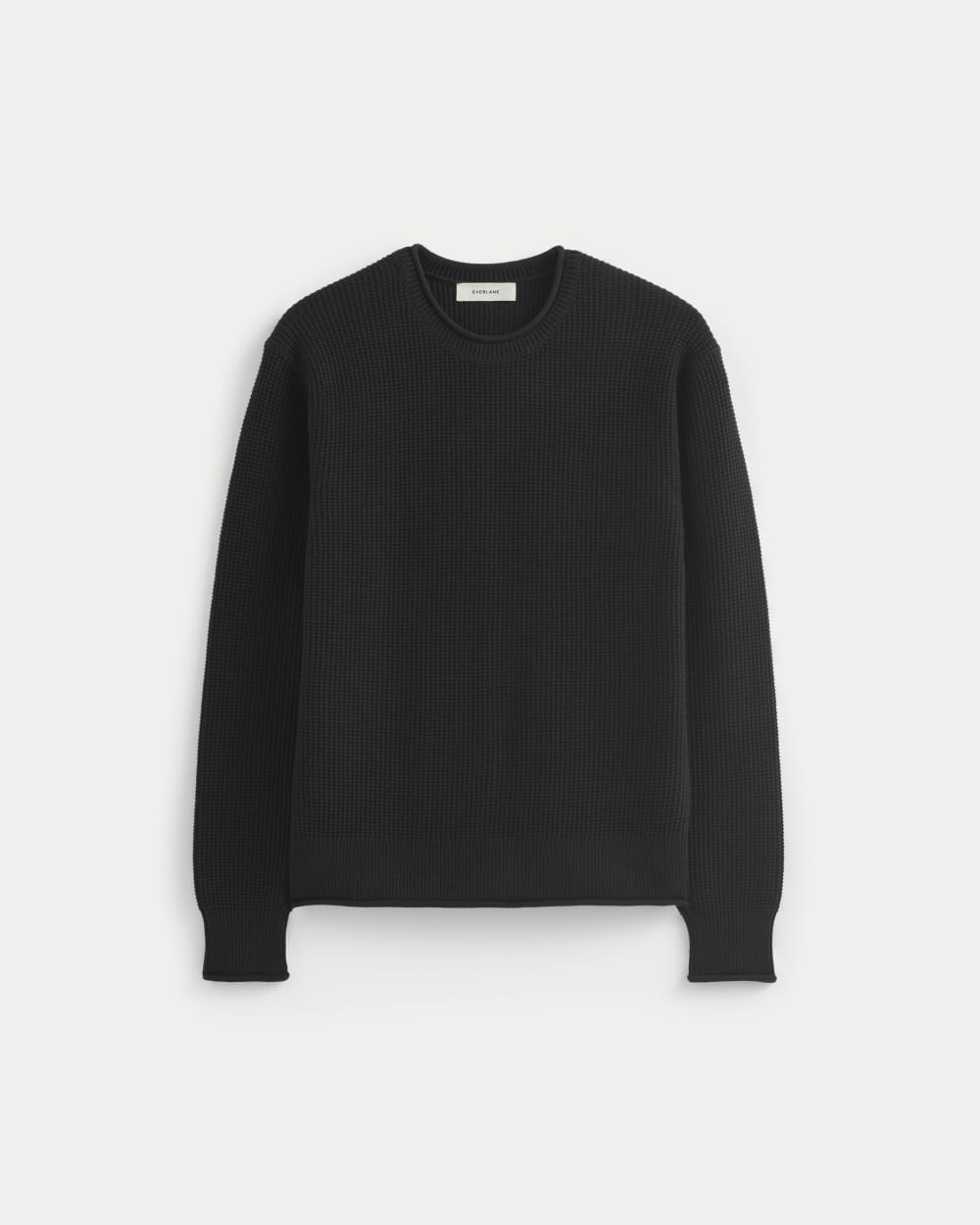 Waffle Rollneck Crew in Everyday Cotton | Black - Image 2