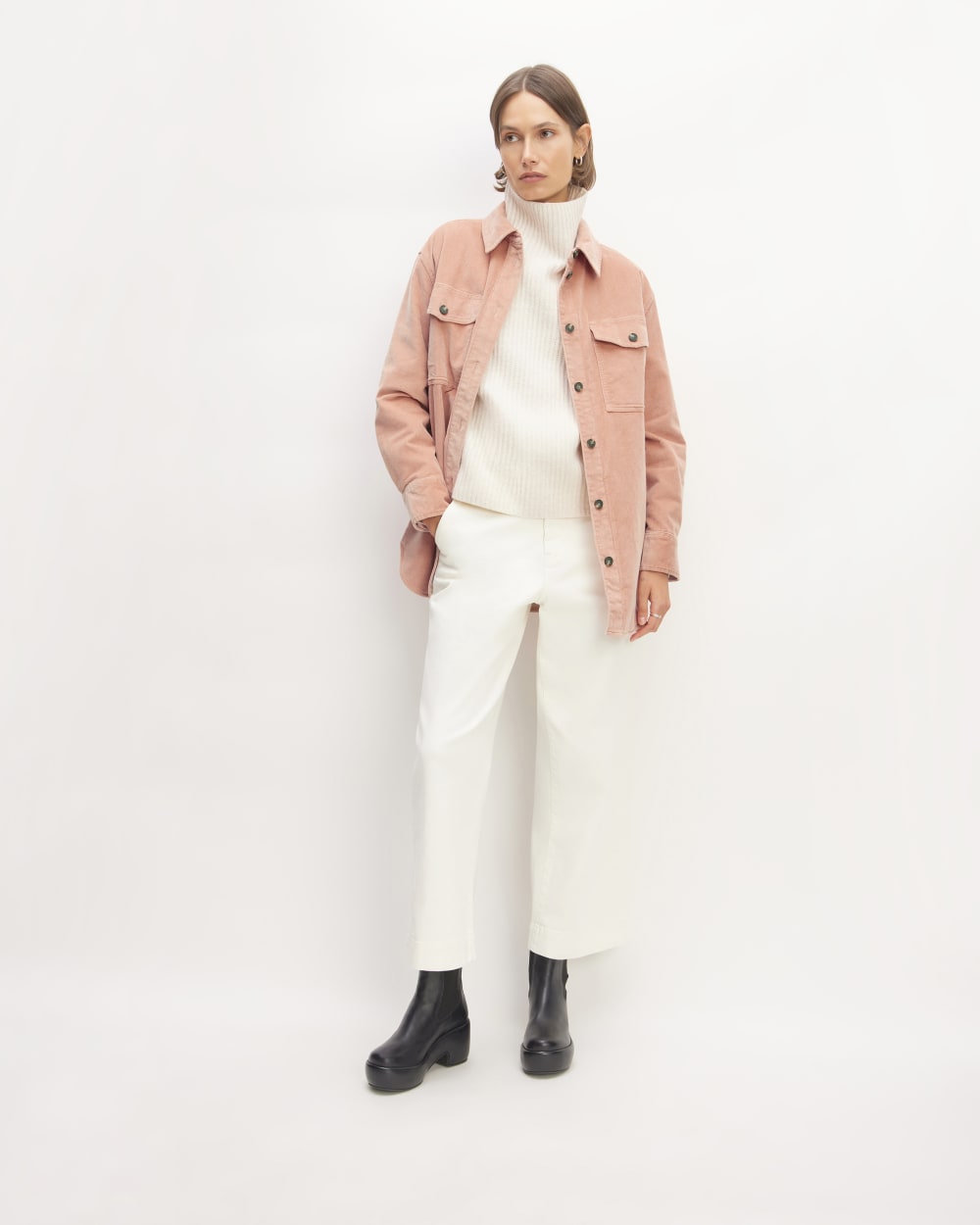 The Corduroy Oversized Shirt Jacket | Blush Pink - Image 3