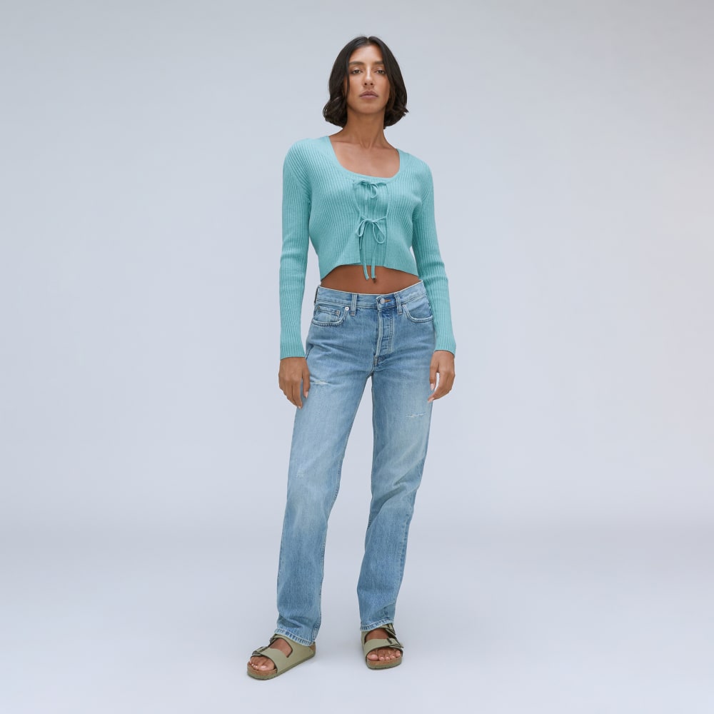 The Cotton-Merino Front-Tie Top | Deep Turquoise - Image 6