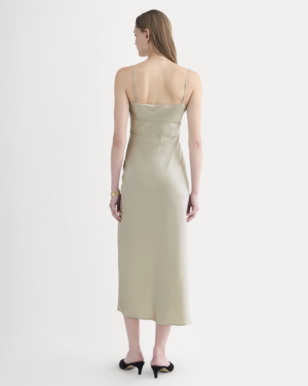 Bias Cut Slip Dress in Silk Charmeuse | Peyote - Image 5