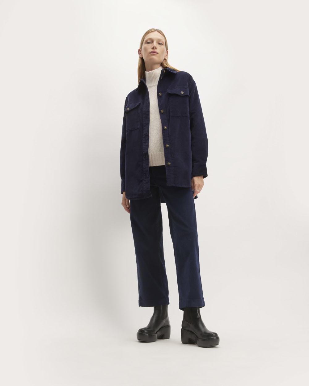 The Corduroy Oversized Shirt Jacket | Navy - Image 3
