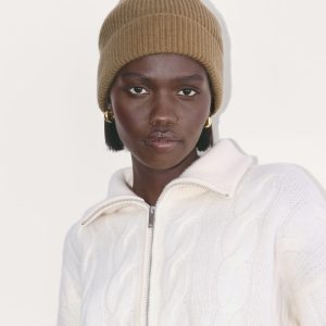 The Cashmere Ribbed Beanie | Tiger's Eye