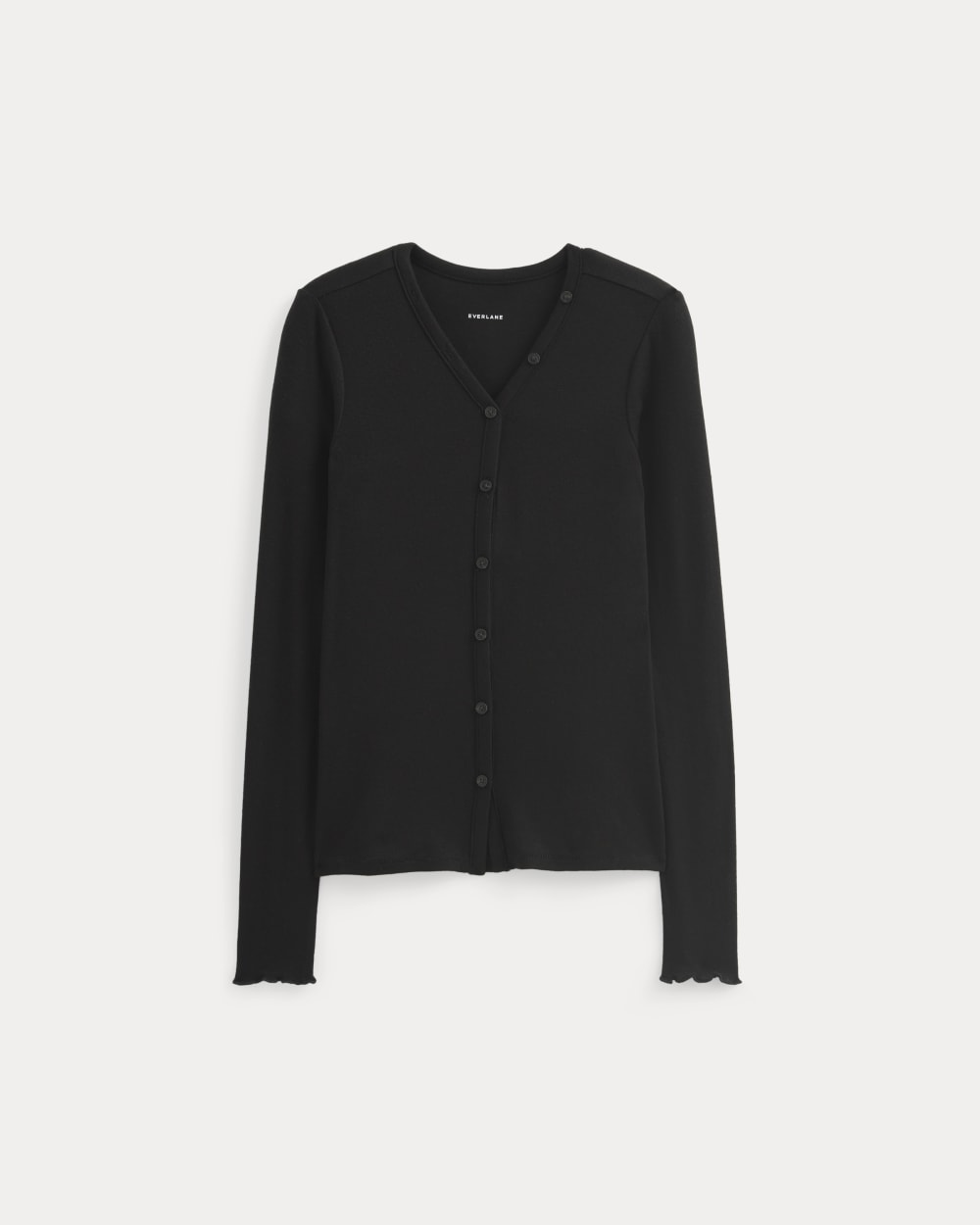 Sheer V-Neck Cardigan in Butterluxe | Black - Image 2