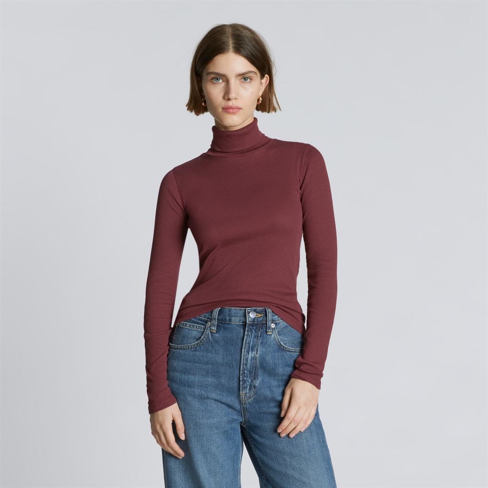 The Luxe Micro-Rib Turtleneck | Brandy