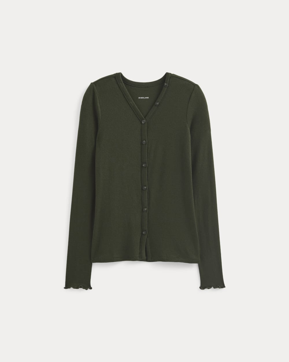Sheer V-Neck Cardigan in Butterluxe | Dark Green - Image 2