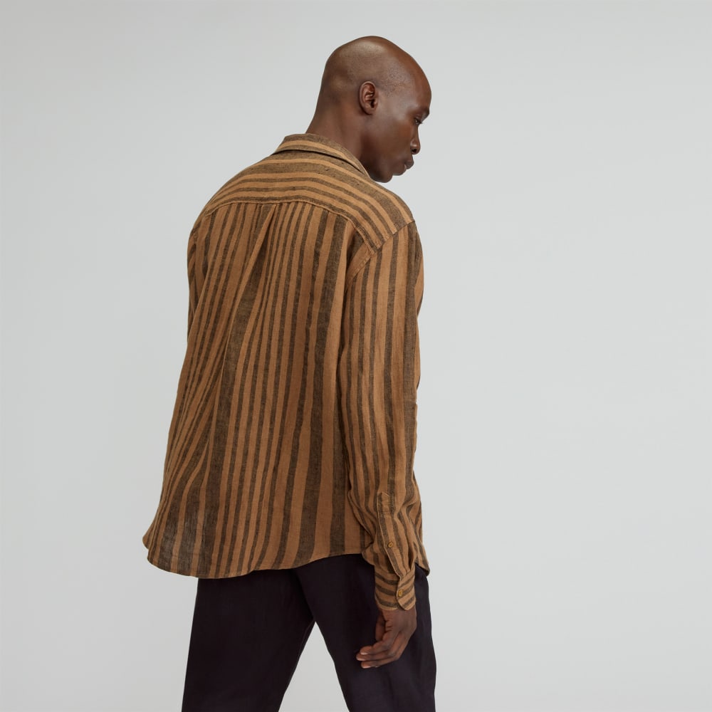 The Relaxed Linen Long-Sleeve Shirt | Toasted Coconut / Black - Image 3