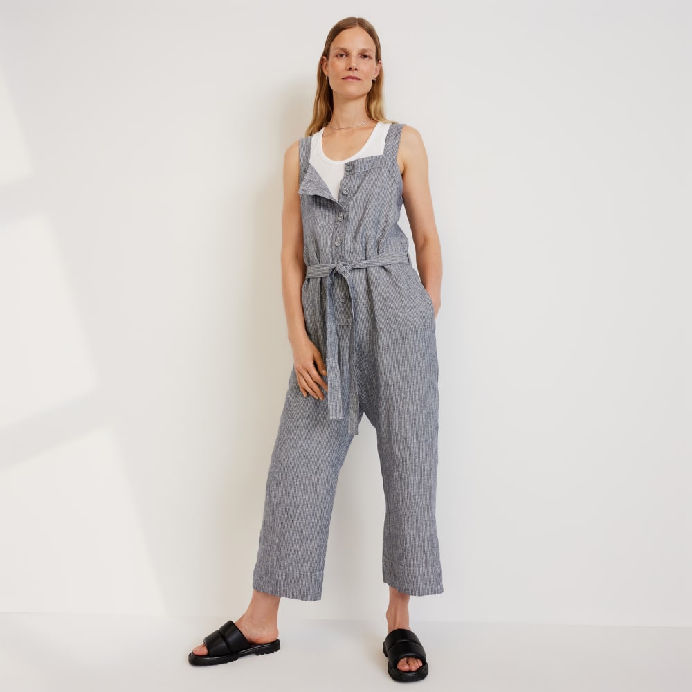 The Linen Jumpsuit | Canvas Tan / Navy