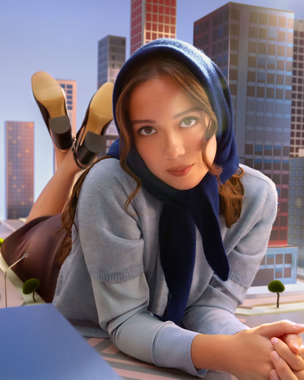 Cashmere Lovergirl Large Kerchief | Cobalt - Image 2