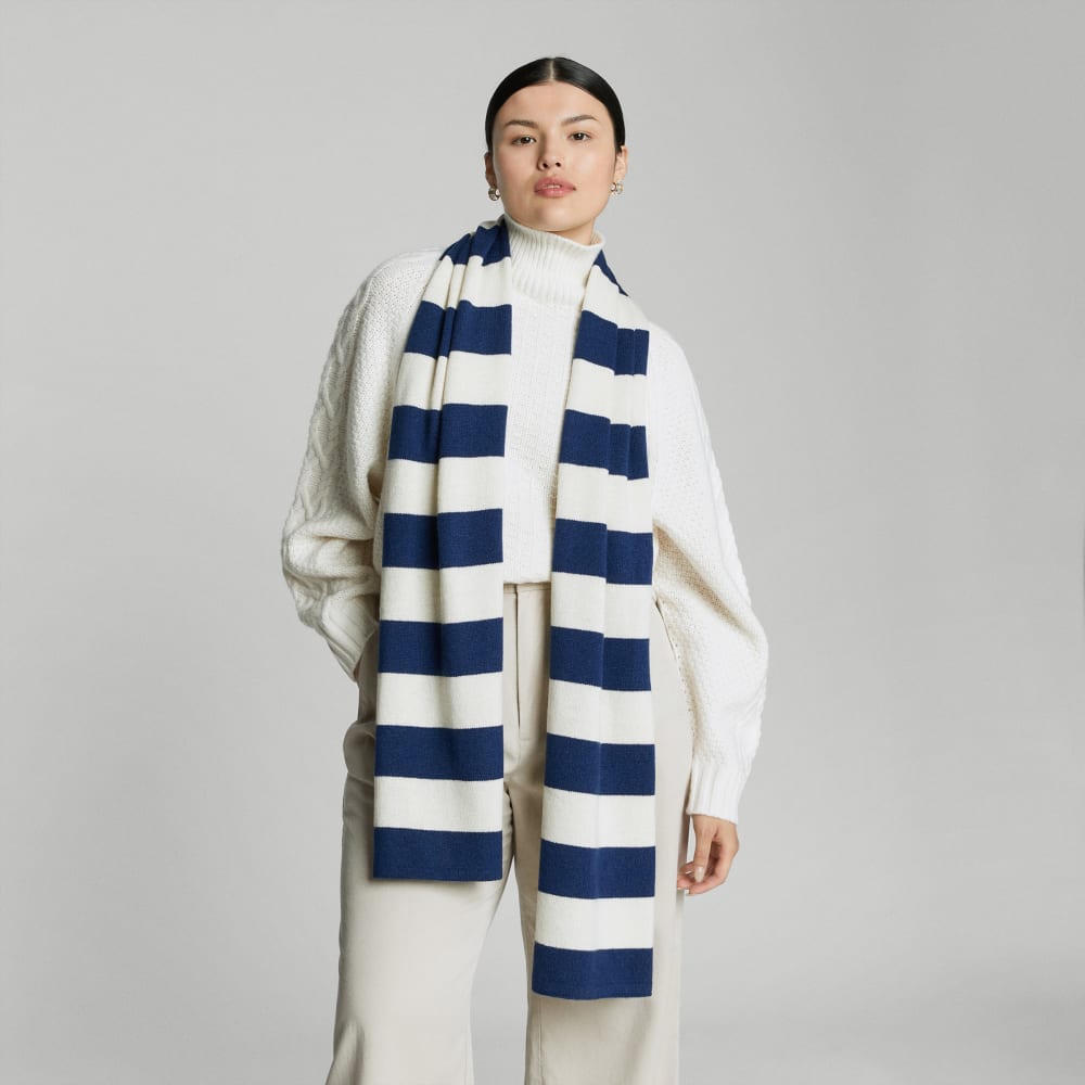 The Cashmere Scarf | Bright Navy / Bone - Image 6