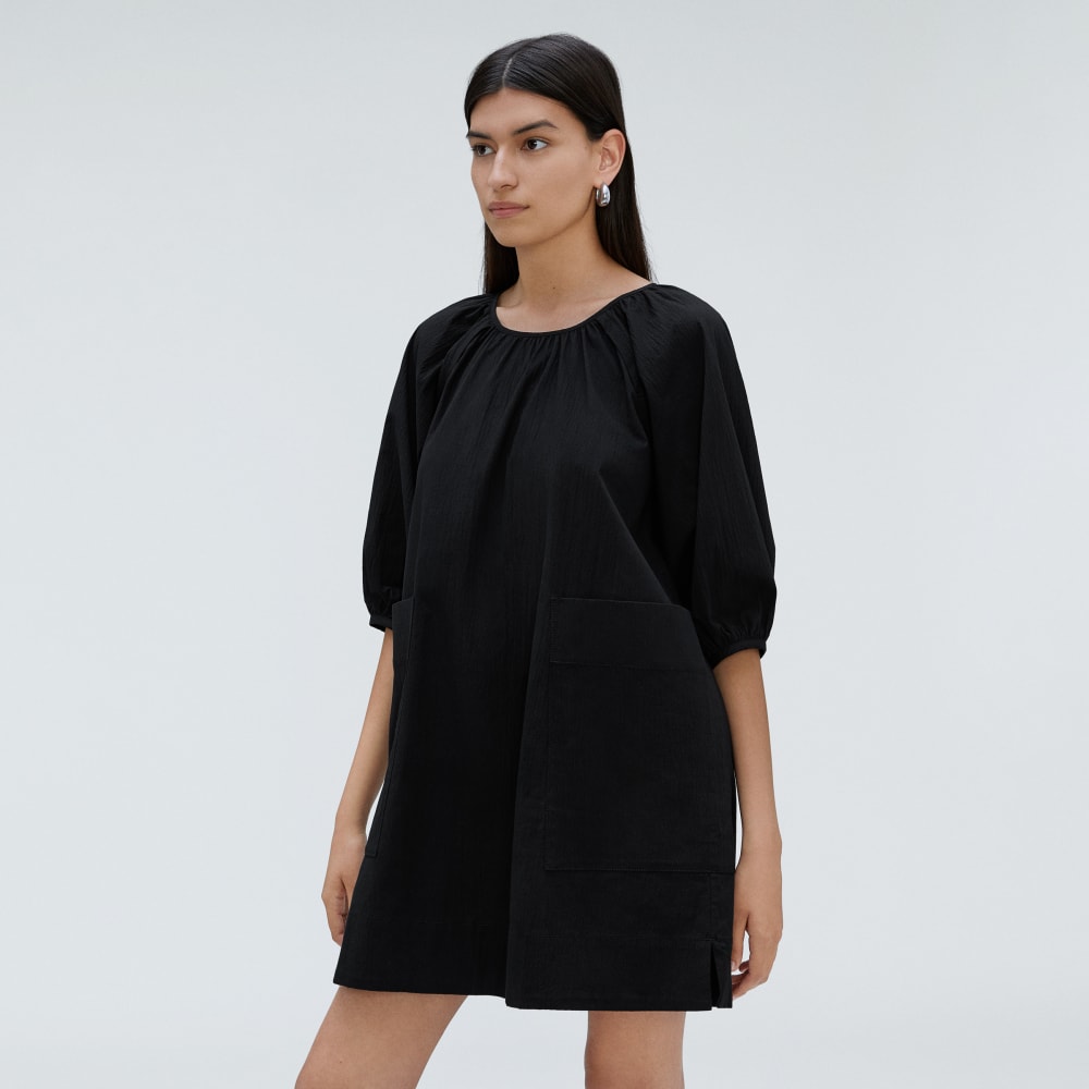 The Seersucker Puff Sleeve Dress | Black - Image 6