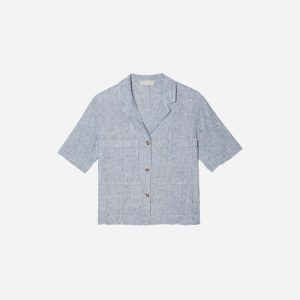 The Linen Workwear Shirt | Blue Pinstripe