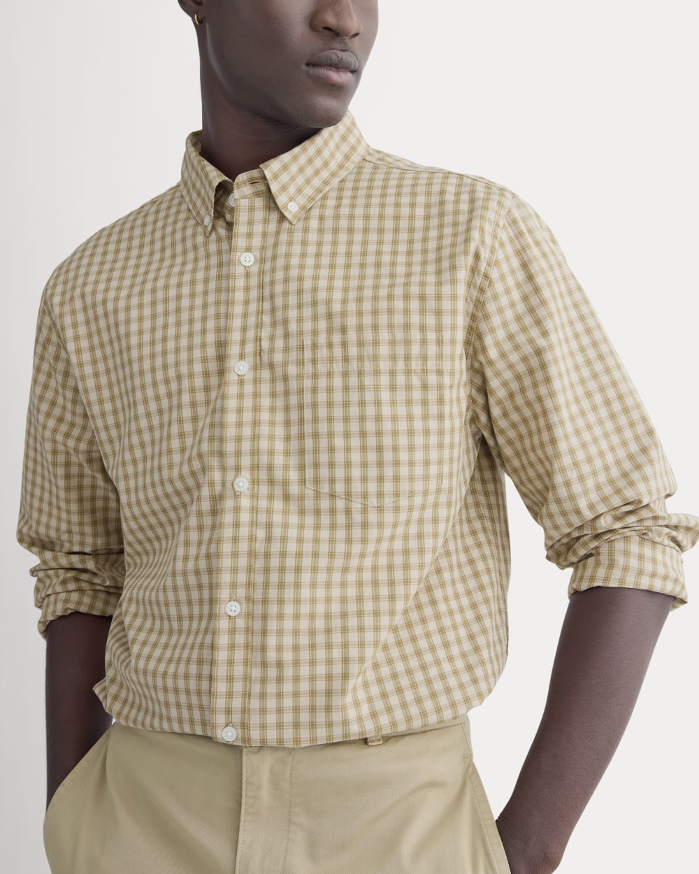 Washed Poplin Shirt | Aged Brass Plaid - Image 4