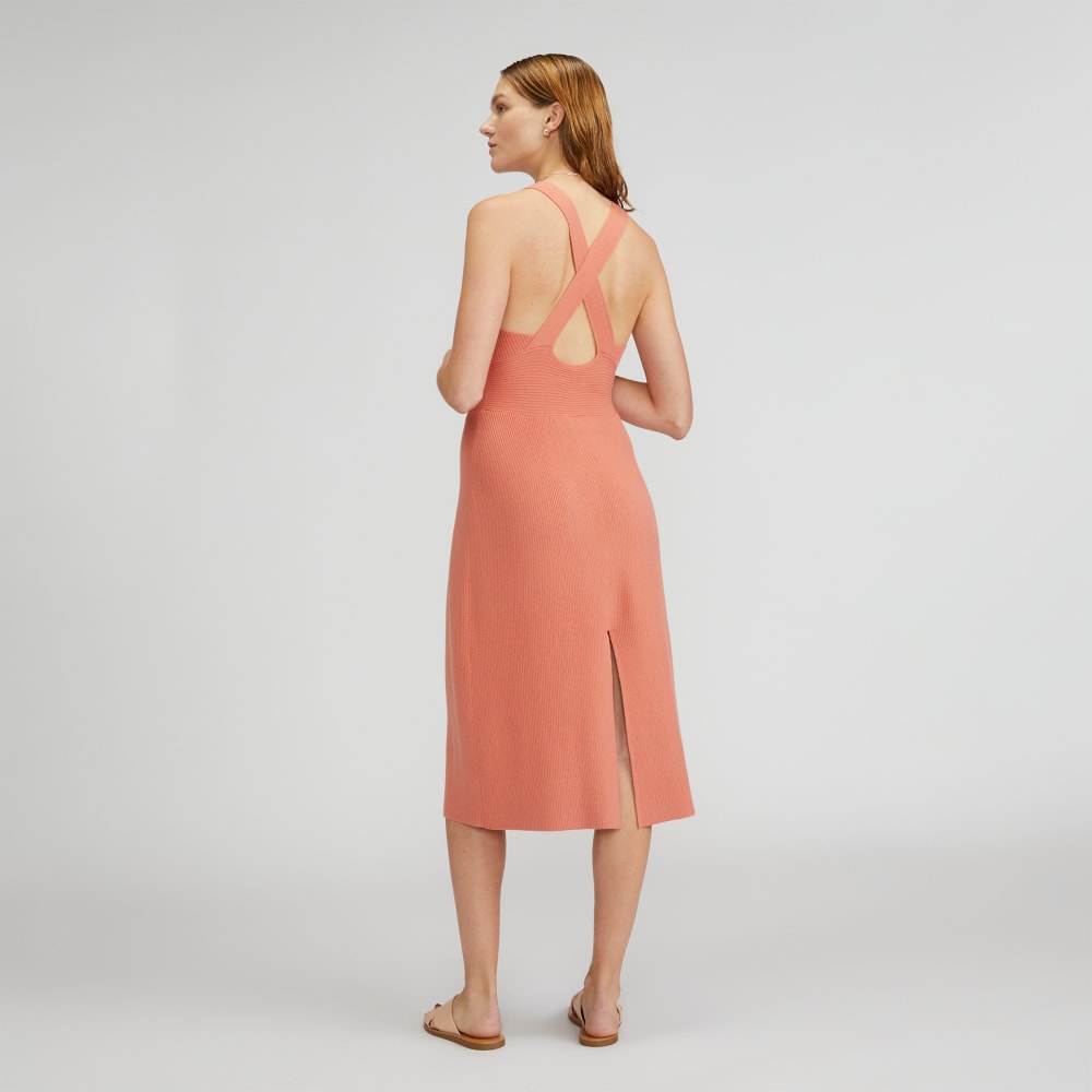 The Ribbed Cotton Cross-Back Dress | Tawny Pink - Image 3