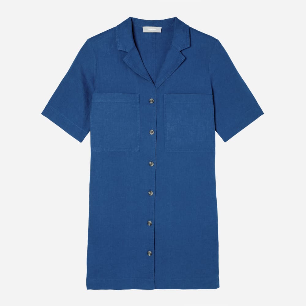 The Linen Workwear Dress | Deep Blue