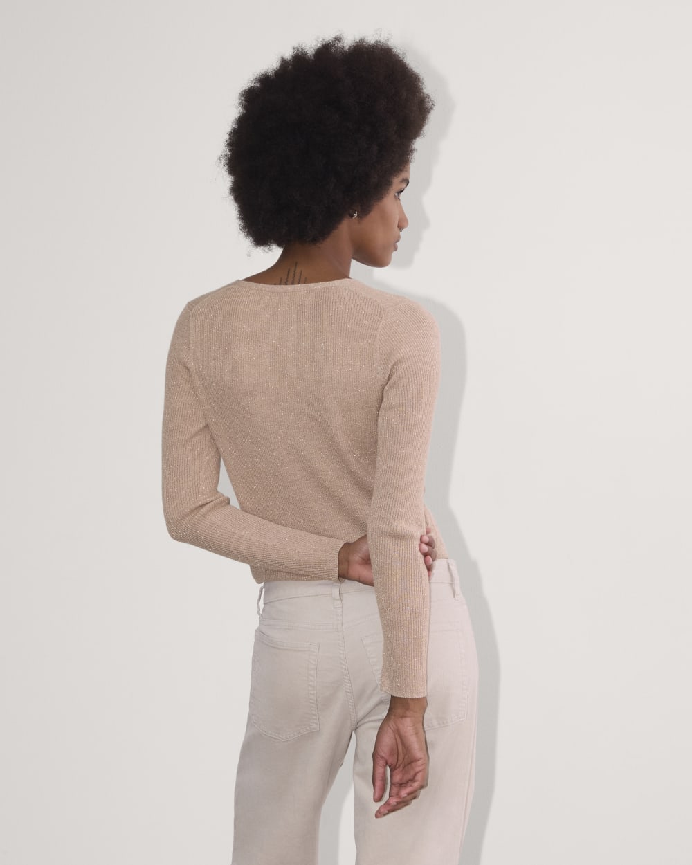 The Cardigan in Lurex Merino | Rose Gold - Image 5