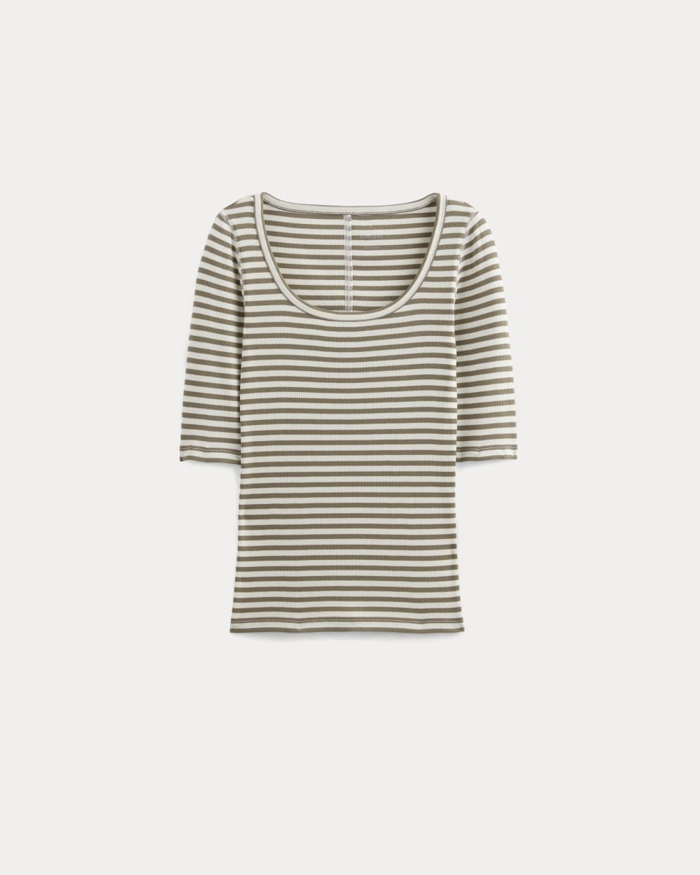 The Luxe Rib Scoop-Neck Tee | Bone / Deep Taupe - Image 2
