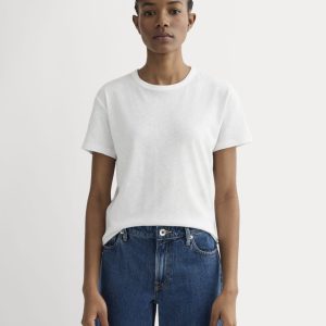 The Box-Cut Tee in Cotton Linen | White