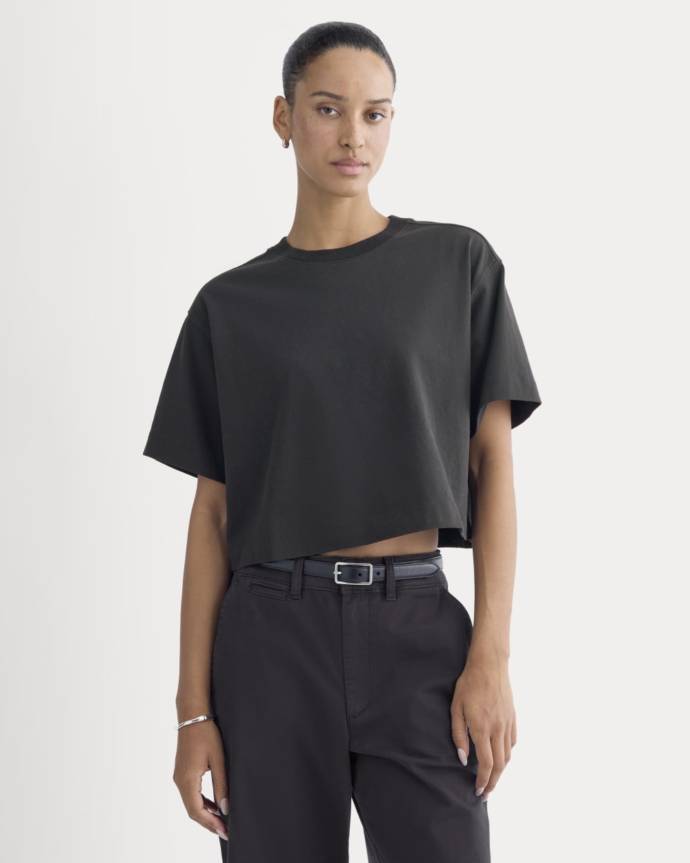 The Premium Weight Cropped Tee | Black