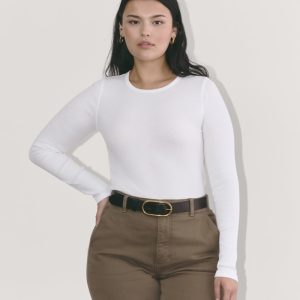 The Luxe Rib Long-Sleeve Crew | White