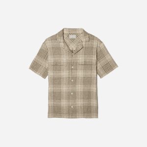 The Resort Shirt in Linen | Beech / Parchment Grid