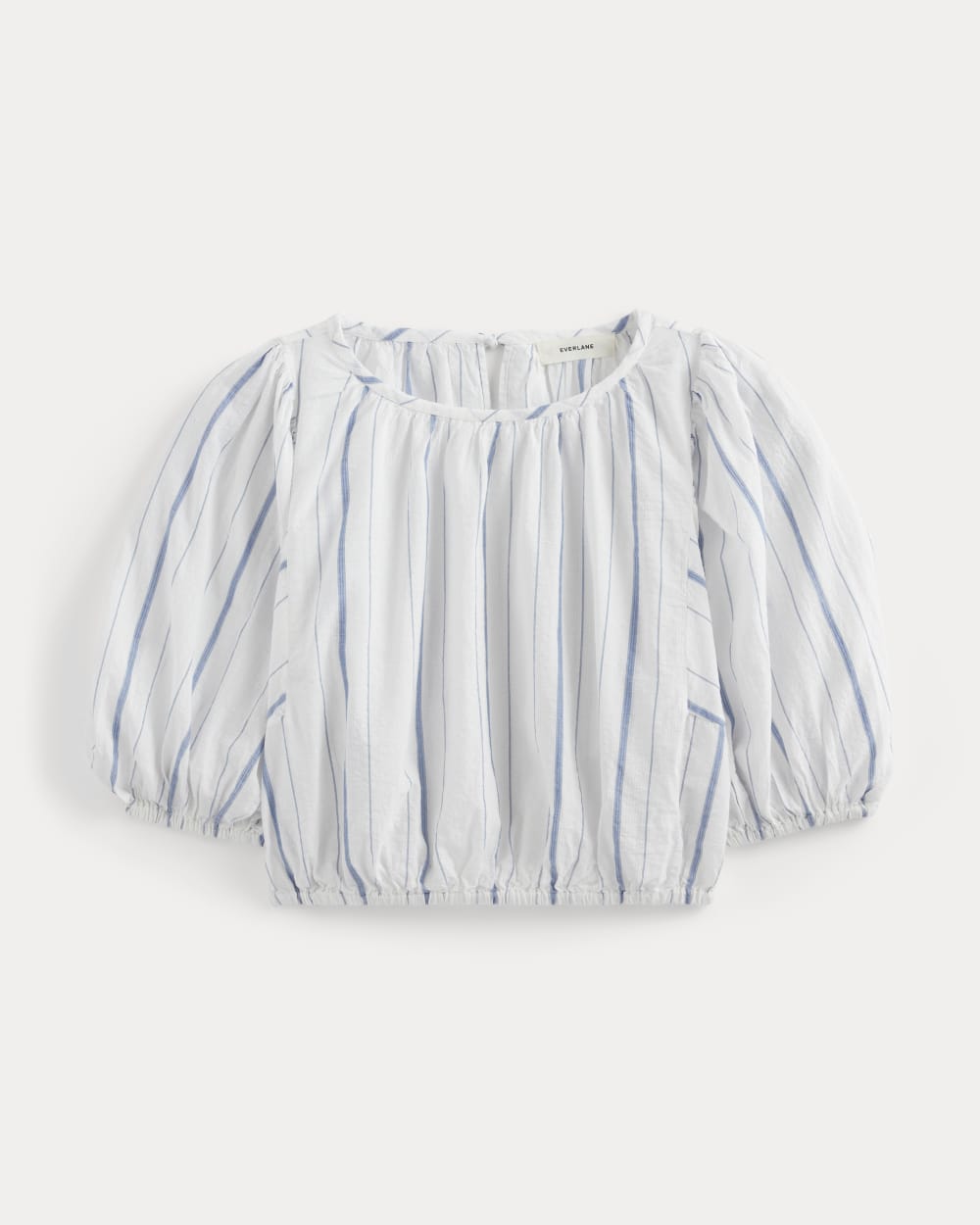 The Gauze Puff-Sleeve Top | Bone / Dutch Blue - Image 2