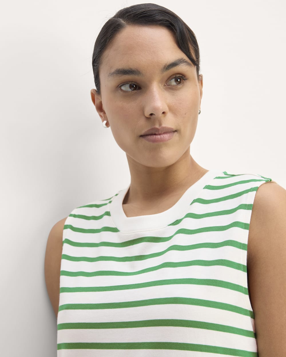 The Weekend Tank Dress | Bone / Grass Green - Image 4