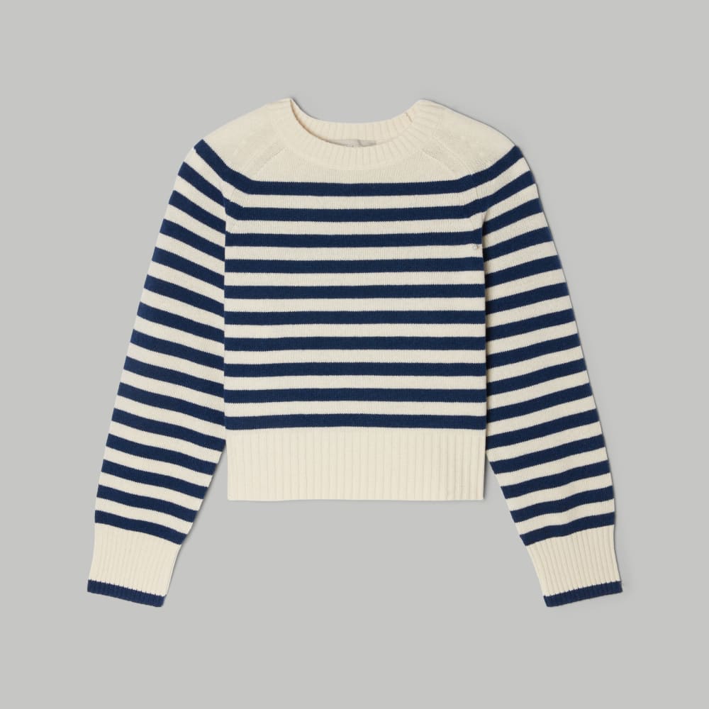 The Cashmere Boxy Crew | Bright Navy / Bone - Image 2