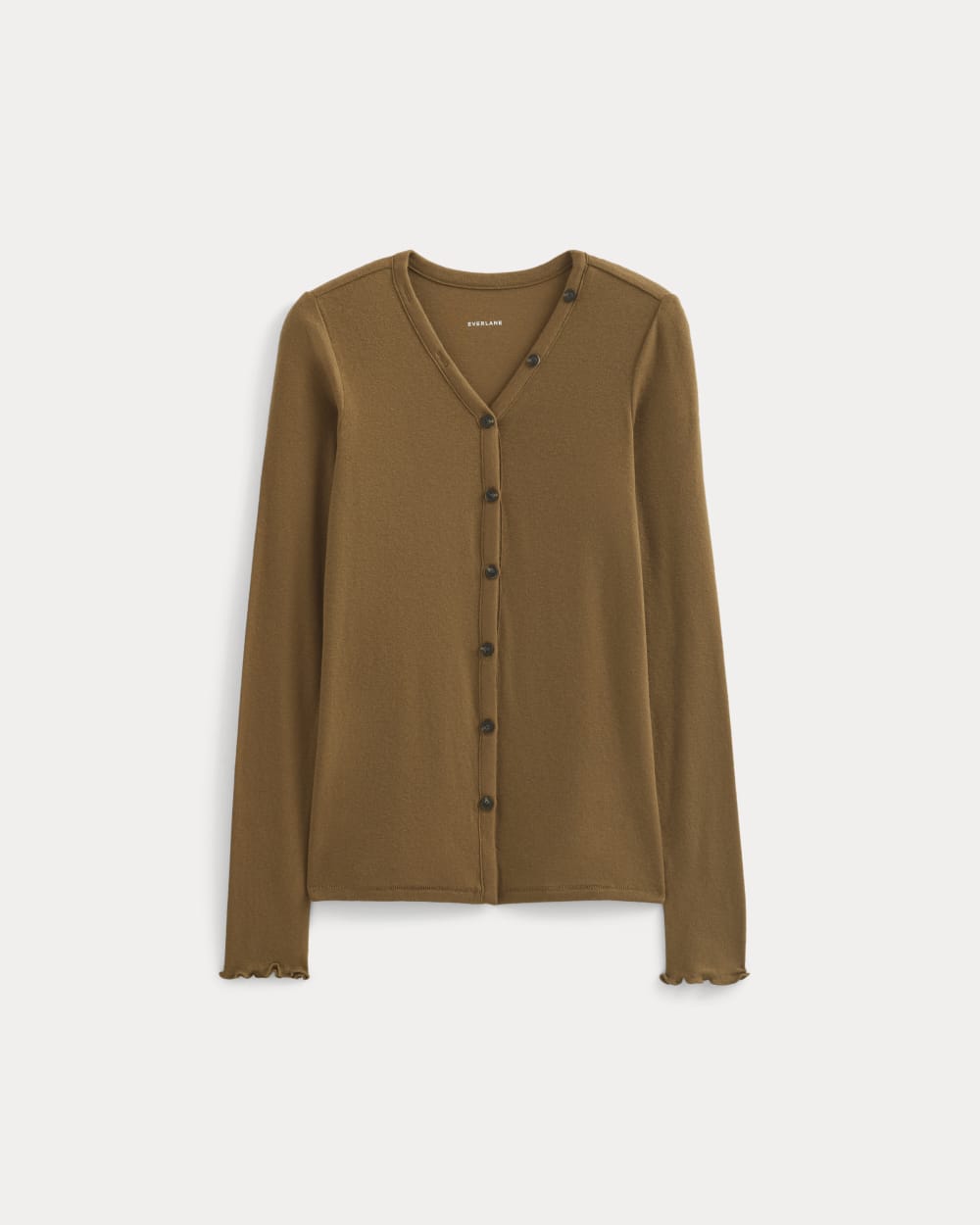 Sheer V-Neck Cardigan in Butterluxe | Toffee - Image 2